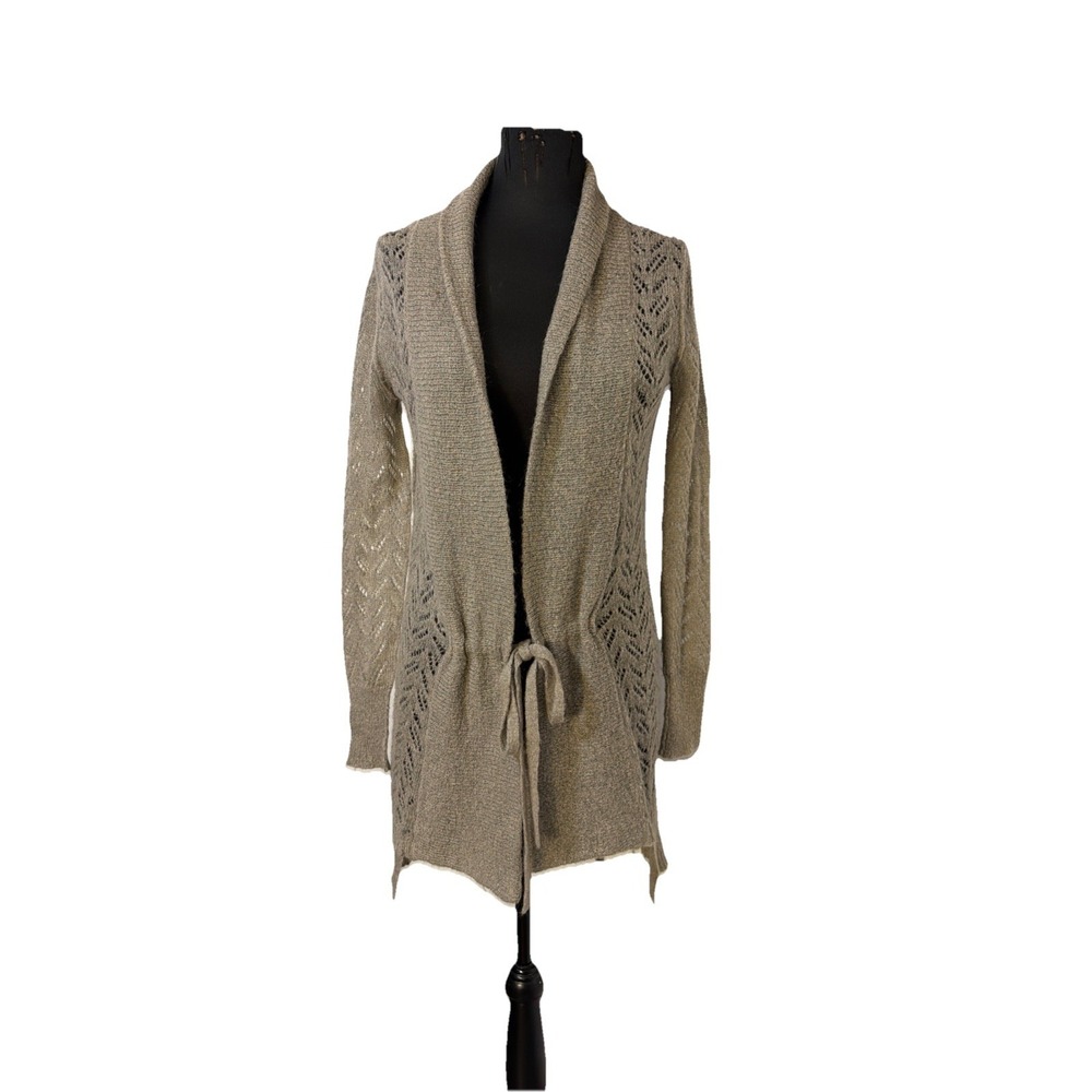 All Saints‎ Spitalfields Beige  Mohair Wool Crocheted Open Sweater Cardigan sz 8
